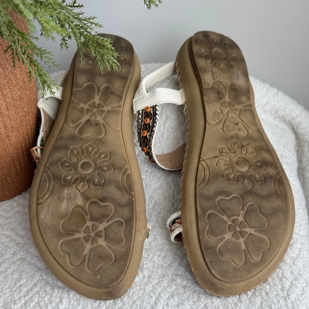 Embellished Tan Floral Slingback Sandals for Women Sz 10 - Picture 8 of 8
